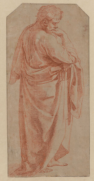 Study for Saint Paul (recto), Drapery Study (verso), Raphael (Raffaello Sanzio or Santi)  Italian, Red chalk, over preliminary stylus underdrawing (recto); red chalk over traces of preliminary stylus underdrawing (verso), on paper