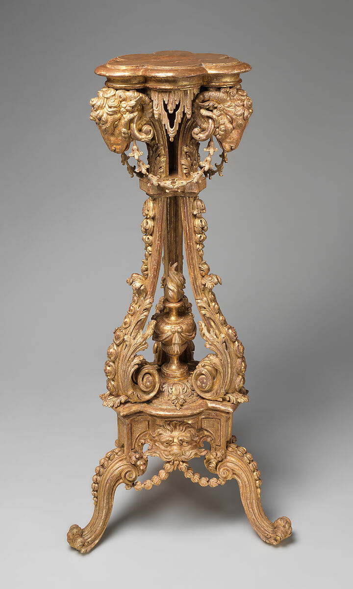 Pair of tripod candlestands or torchères, Thomas Chippendale (British, baptised Otley, West Yorkshire 1718–1779 London)  , after a manuscript design, Carved and gilded wood (pine?), British