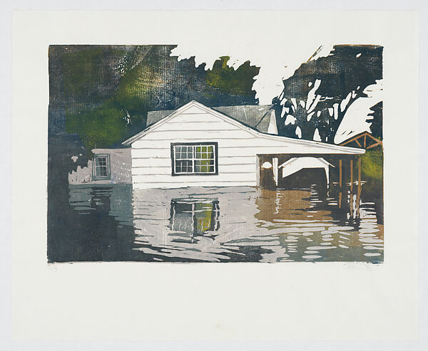 Untitled, Flooded Home V, Nina Jordan (American, born 1964), Woodcut 