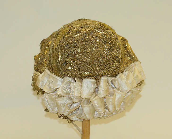 Headdress, cotton, metal thread, European