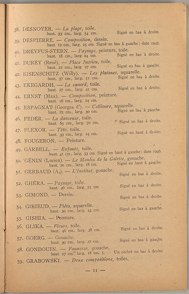 Exposition-vente au profit des Œuvres de protection des enfants juifs, victimes des déportations (O.P.E.J.), Pierre Chaillet (French, 1900–1972)