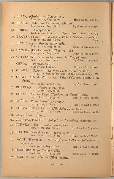 Exposition-vente au profit des Œuvres de protection des enfants juifs, victimes des déportations (O.P.E.J.), Pierre Chaillet (French, 1900–1972)