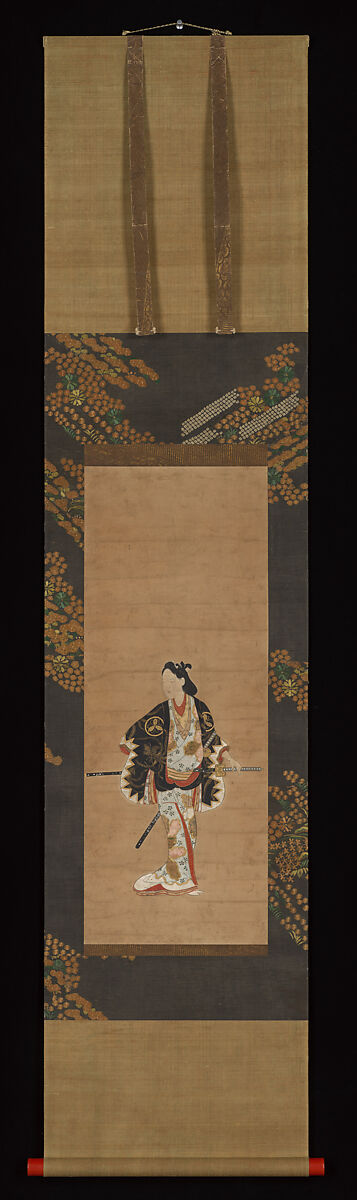 Wakashu (Male Youth) with Two Swords, Unidentified artist, Hanging scroll: ink and color on silk, Japan