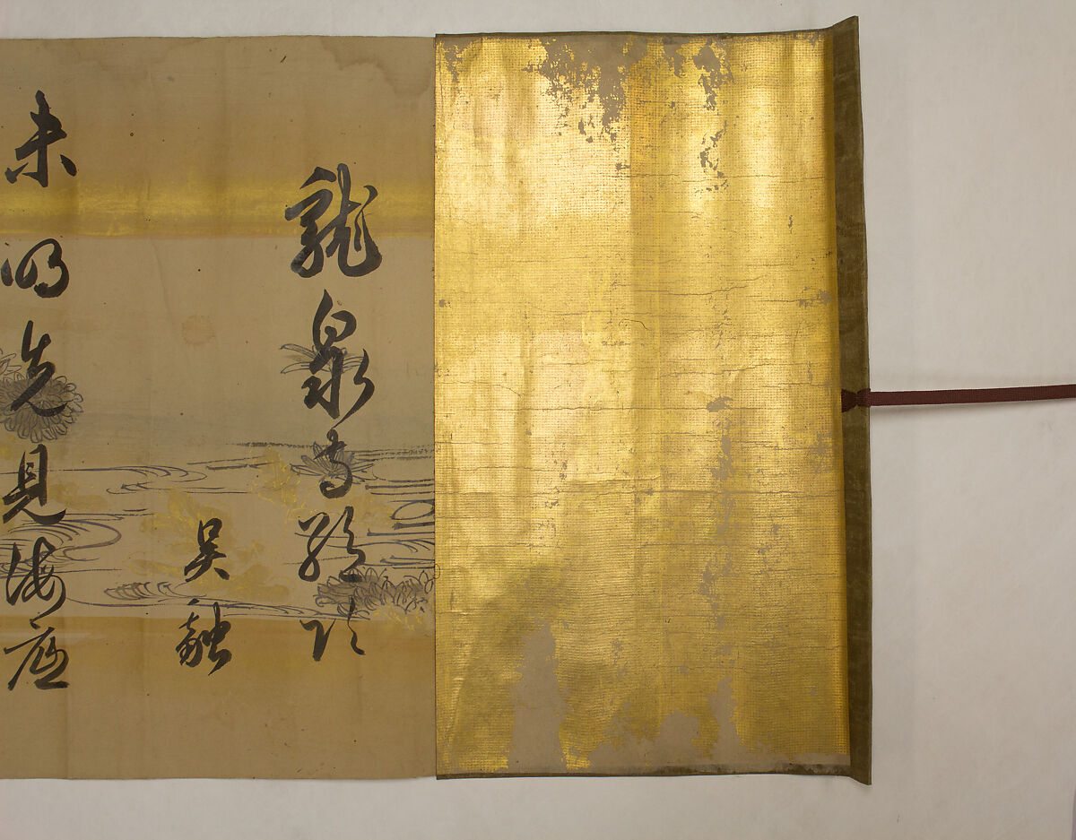 Three Poems from Poetry in the Three Styles (Santai shi), Okamoto Hansuke (Mumei) (Japanese, 1575–1657), Handscroll: ink on paper decorated in color, Japan