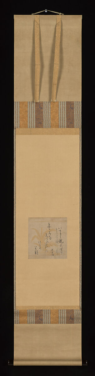 “The names of things” haiku, Matsuo Bashō (Japanese, 1644–1694), Shikishi mounted as hanging scroll: ink on paper decorated with gold, Japan