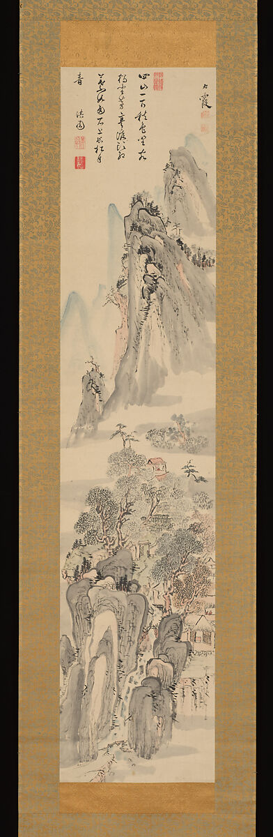Autumn Landscape 秋景山水 図 (Shūkei sansui zu), Ike Taiga 池大雅 (Japanese, 1723–1776), Hanging scroll; ink and color on paper, Japan 