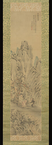 Monkey Offering a Qin to Scholar 異類酬徳図 (Irui hōtoku zu)