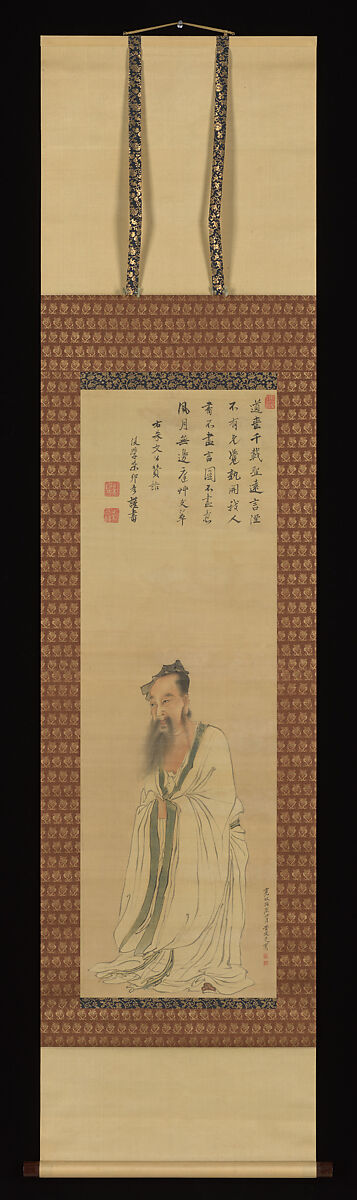 Portrait of Zhu Xi, Tani Bunchō (Japanese, 1763–1840), Hanging scroll; ink and color on silk, Japan