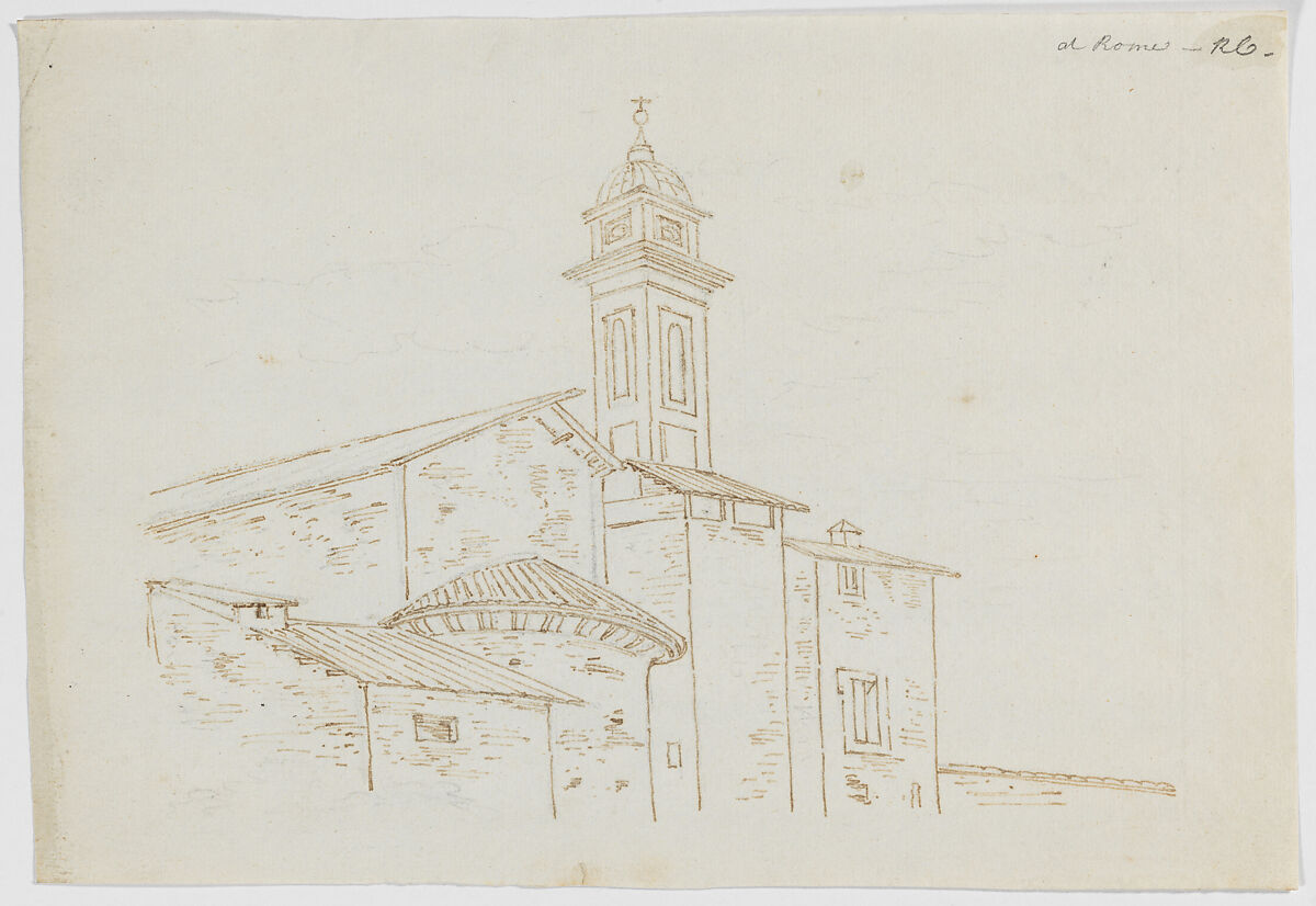 At Rome, Richard Cooper II (British, Edinburgh, Scotland 1740–1822 Eltham, Kent), Counterproof of an iron gall ink drawing, with graphite 