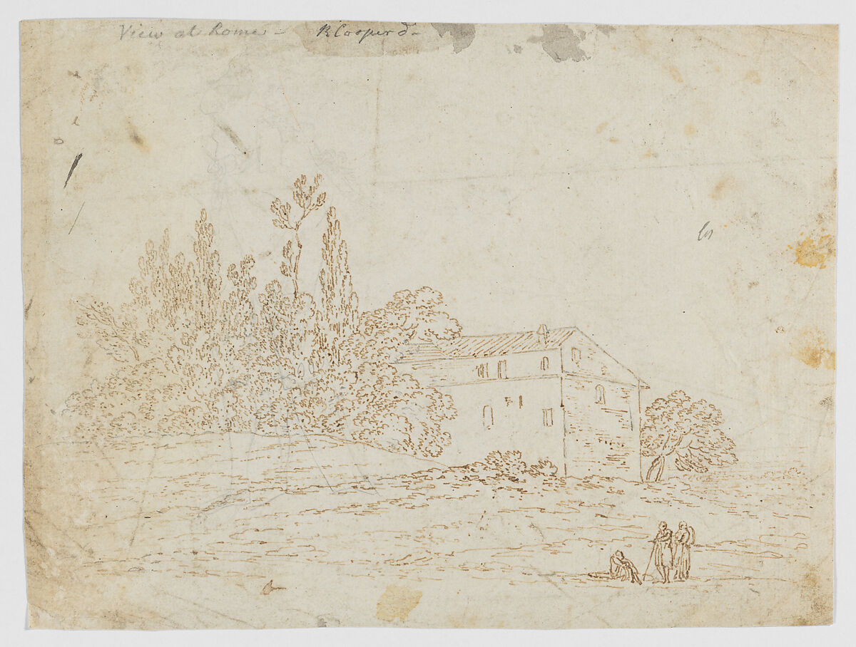 View at Rome, Richard Cooper II (British, Edinburgh, Scotland 1740–1822 Eltham, Kent), Counterproof of an iron gall ink drawing, with graphite 