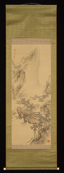 Quiet Residence in the Mountain, Takahashi Untei (Japanese, 1872–1949) (?), Hanging scroll; ink and color on silk, Japan