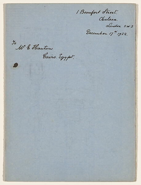 Three drawings on a folded sheet, Herbert E. Crowley (British, Eltham, Kent 1873–1937 Ascona, Switzerland), Graphite, ink, watercolor on blue paper
