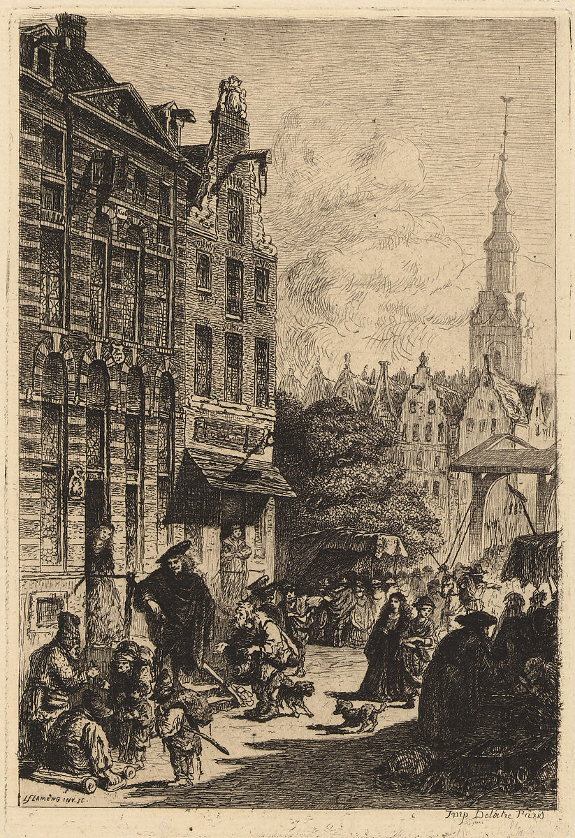 Rembrandt's House, Léopold Flameng (French (born Belgium), Brussels 1831–1911 Paris), Etching 