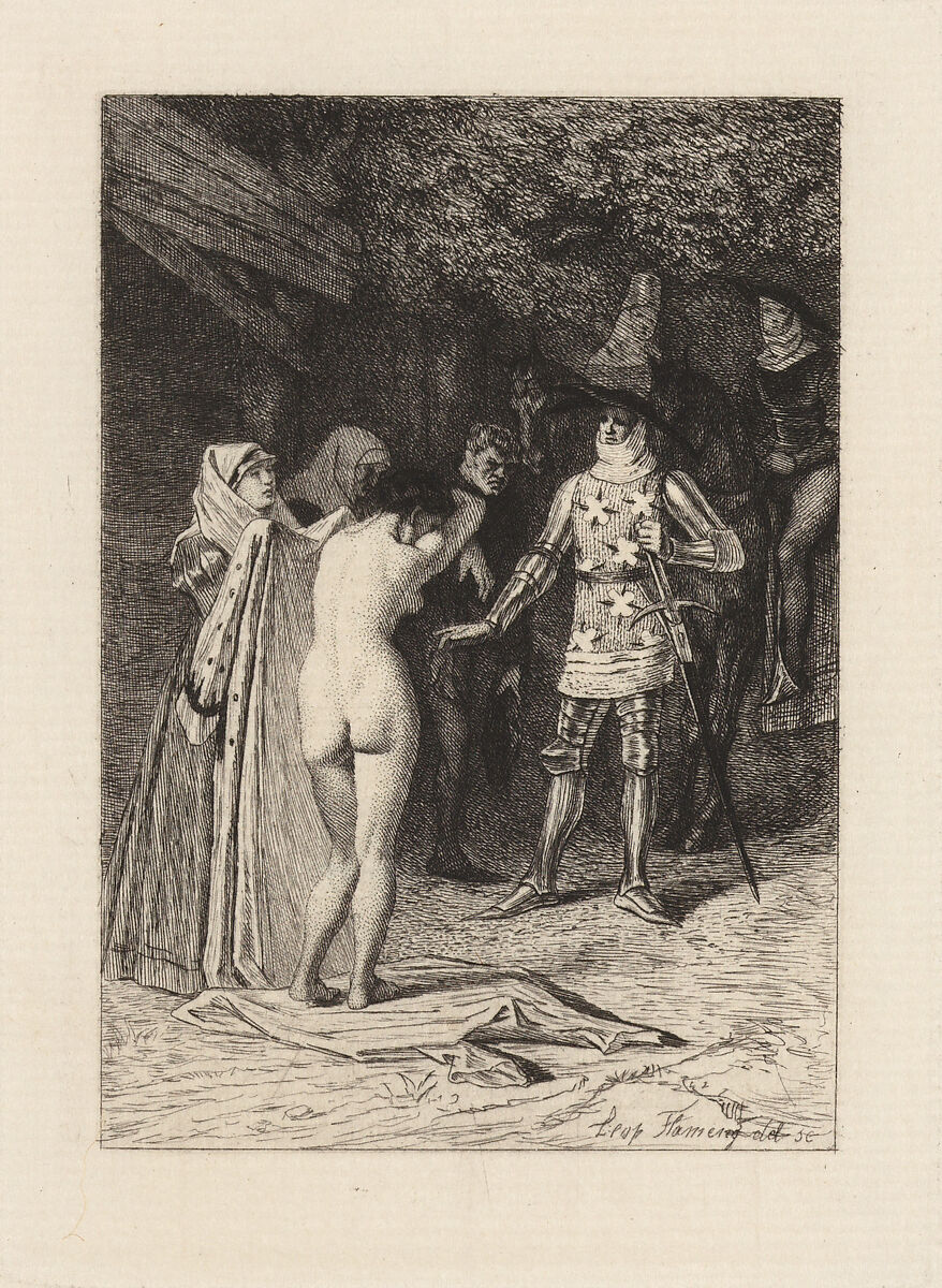 Grisélidis, plate 10 from "The Decameron", Léopold Flameng (French (born Belgium), Brussels 1831–1911 Paris), Etching; proof before letter 