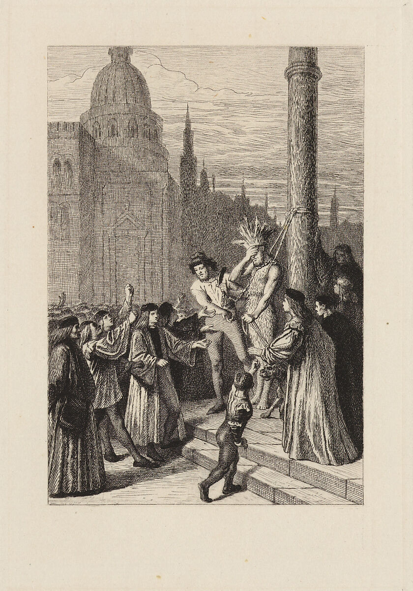 Le Cordelier de Venise, plate 4 from "The Decameron", Léopold Flameng (French (born Belgium), Brussels 1831–1911 Paris), Etching 