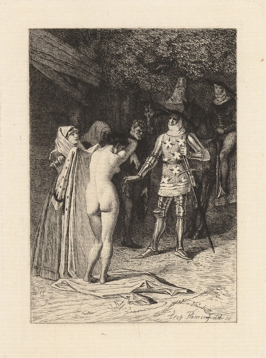Grisélidis, plate 10 from "The Decameron", Léopold Flameng (French (born Belgium), Brussels 1831–1911 Paris), Etching; proof before letter 