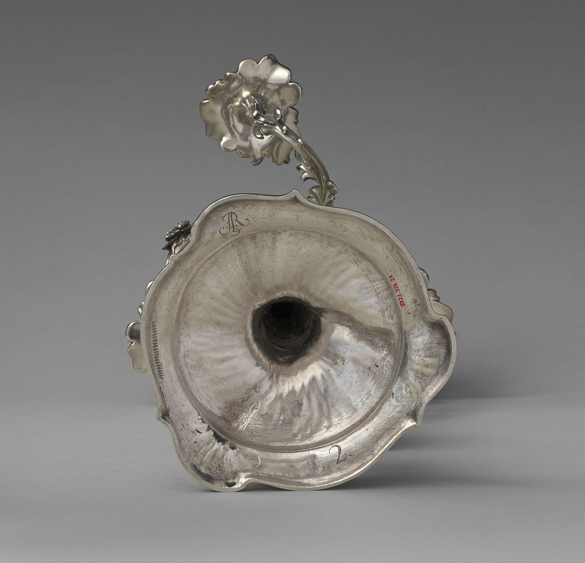 Pair of royal German silver four-light candelabra, Christian Heinrich Ingermann (German, 1713–1778), Cast, chased and engraved silver, German, Dresden