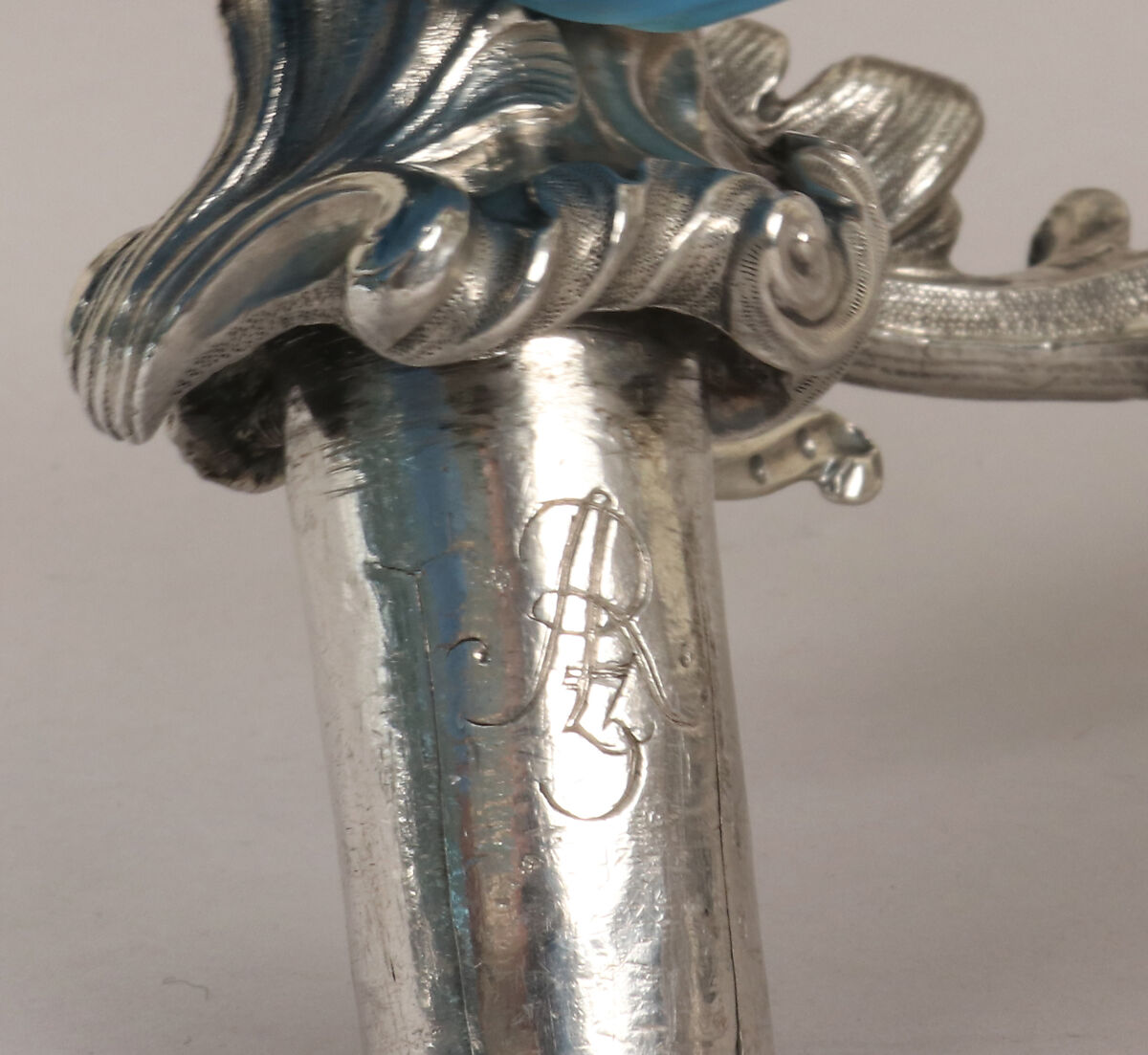 Pair of royal German silver four-light candelabra, Christian Heinrich Ingermann (German, 1713–1778), Cast, chased and engraved silver, German, Dresden