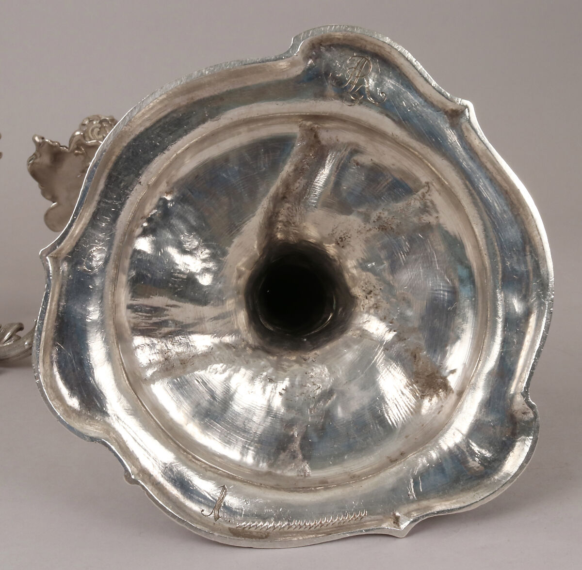 Pair of royal German silver four-light candelabra, Christian Heinrich Ingermann (German, 1713–1778), Cast, chased and engraved silver, German, Dresden