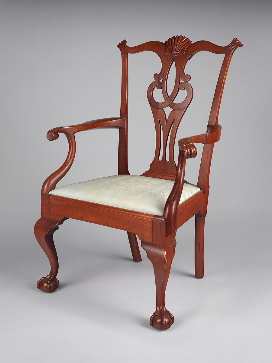 Armchair, Attributed to Eliphalet Chapin (American, East Windsor, Connecticut, 1741–1807), Cherry, white pine, modern upholstery, American