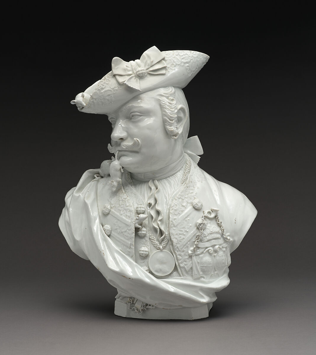 Bust of "Baron" Schmiedel, Meissen Manufactory (German, 1710–present), Hard-paste porcelain, German, Meissen 