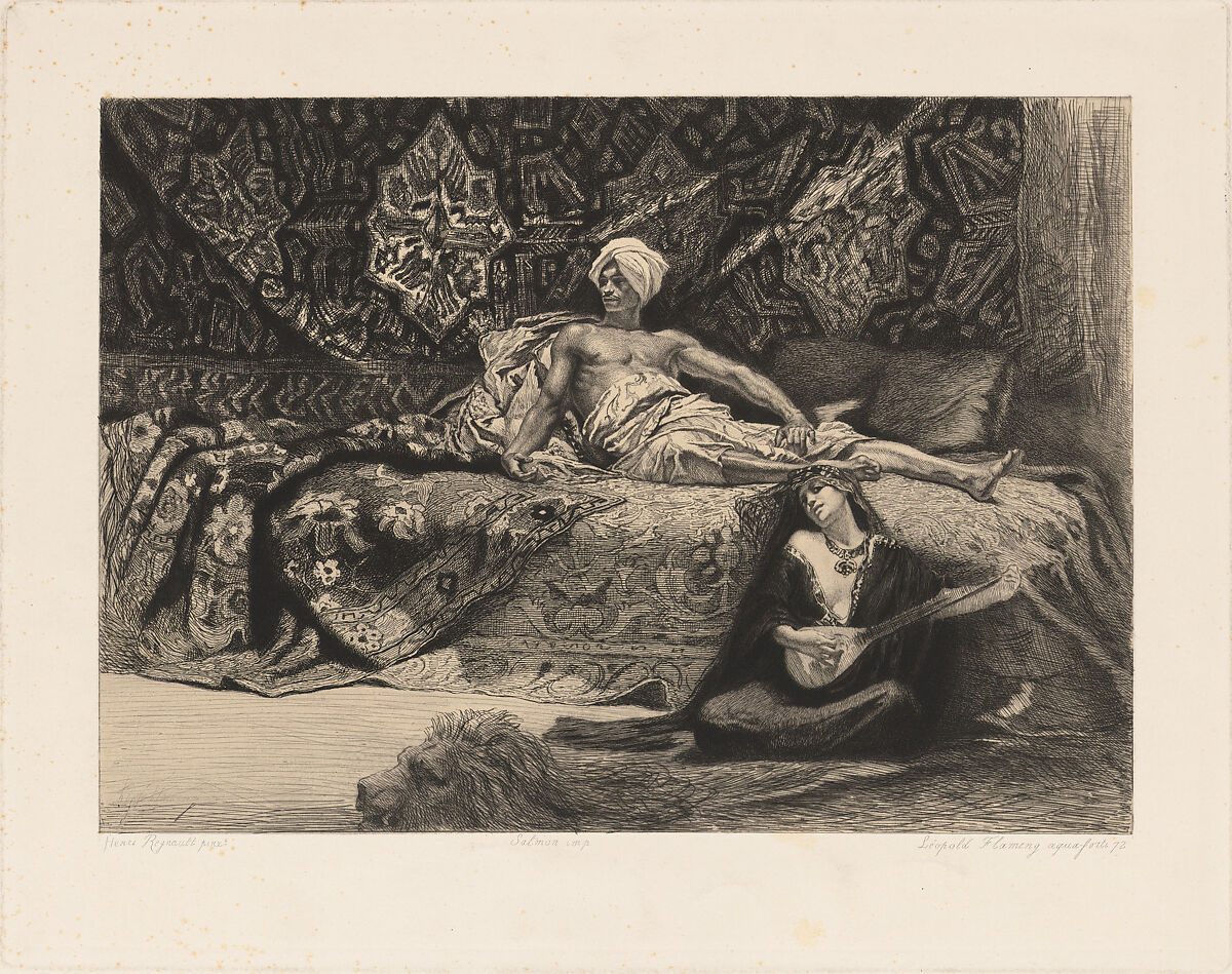 Hassan and Namouna, Léopold Flameng (French (born Belgium), Brussels 1831–1911 Paris), Etching 