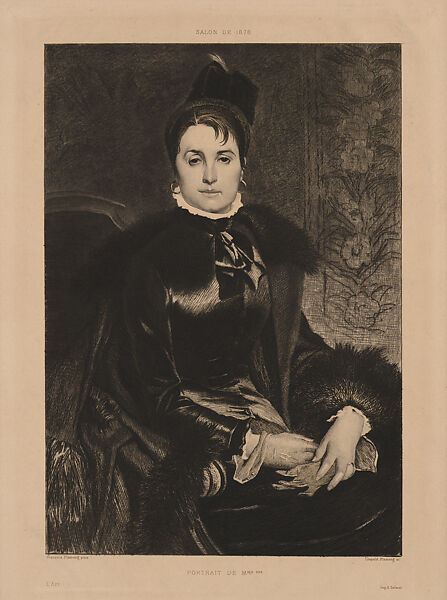 Portrait of Madame XXX, from "L'Art", Léopold Flameng (French (born Belgium), Brussels 1831–1911 Paris), Etching 