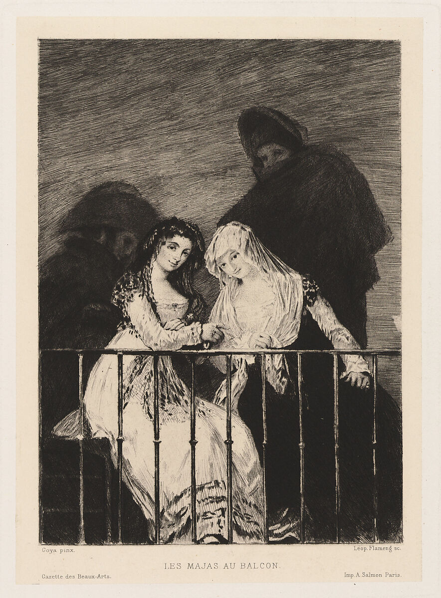 Les Majas au Balcon, Léopold Flameng (French (born Belgium), Brussels 1831–1911 Paris), Etching 