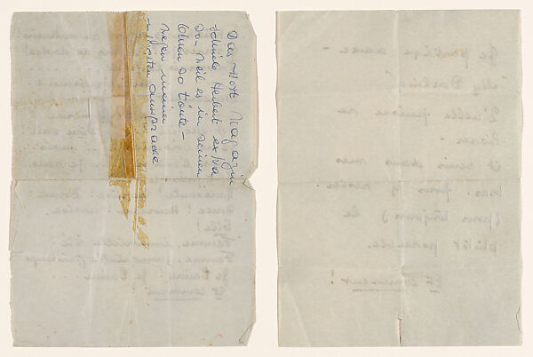 Love letter from Herbert Crowley to Wilhelmina ("Mina") Crowley, Herbert E. Crowley (British, Eltham, Kent 1873–1937 Ascona, Switzerland), Pen and ink on greenish paper