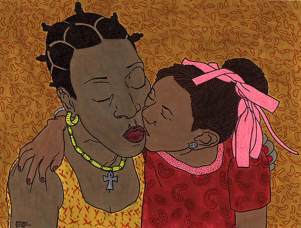 Mother's Love, Emory Douglas  American, Pen, ink, color markers, and colored pencils on bond paper