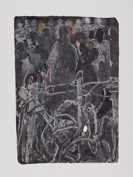 City by the River - Cairo, Anna Boghiguian (Egyptian, born Cairo 1946), Graphite, encaustic, gouache and colored pencil on khadi paper, in eleven sheets