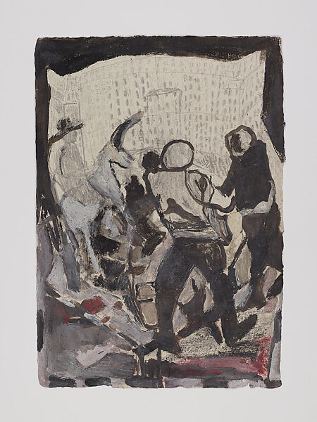 City by the River - Cairo, Anna Boghiguian (Egyptian, born Cairo 1946), Graphite, encaustic, gouache and colored pencil on khadi paper, in eleven sheets