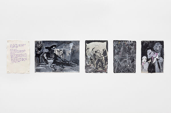City by the River - Cairo, Anna Boghiguian (Egyptian, born Cairo 1946), Graphite, encaustic, gouache and colored pencil on khadi paper, in eleven sheets