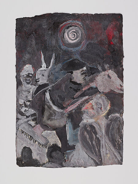 City by the River - Cairo, Anna Boghiguian (Egyptian, born Cairo 1946), Graphite, encaustic, gouache and colored pencil on khadi paper, in eleven sheets