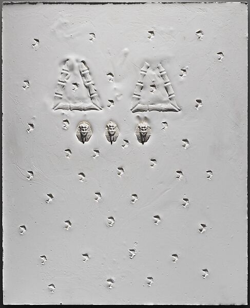 Triangle Pairs with Pharaoh Heads and Nefertiti Recesses, LaKela Brown  American, Plaster