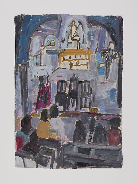 City by the River - Amazon, Anna Boghiguian (Egyptian, born Cairo 1946), Graphite, encaustic, gouache and colored pencil on khadi paper, in eleven sheets