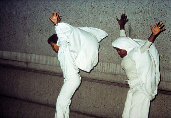 Flying, performed with Juana Nash, Lofty Amono, “Nastyee,” and N'Dugu Jungles at the Los Angeles Municipal Art Gallery, Barnsdall Art Park, Los Angeles, Maren Hassinger  American, Chromogenic print