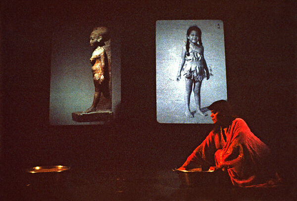 Nefertiti/Devonia Evangeline: Told to swing an incense censer, she stirs sand instead, Lorraine O'Grady  American, Silver dye bleach prints