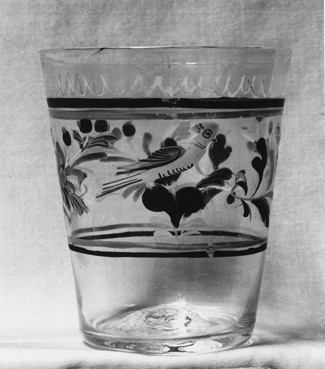 Tumbler, Non-lead glass with enamel decoration 