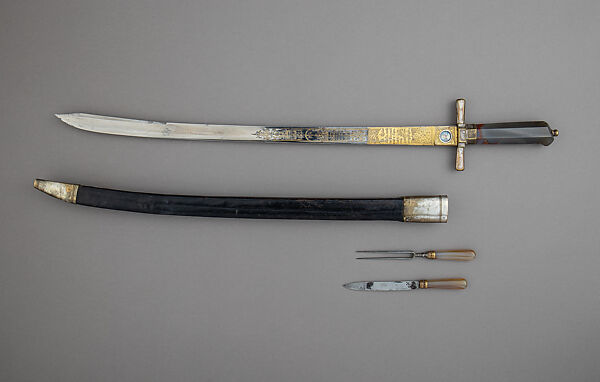 Hunting Sword with Scabbard, Knife, and Fork