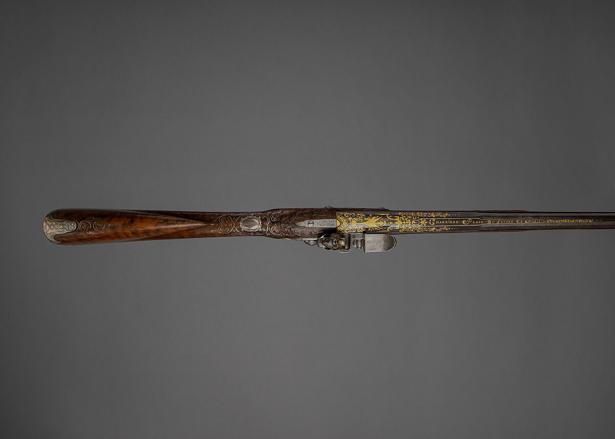Flintlock Gun, Jean-Joseph Charrière (French, recorded between 1744 and 1756), Steel, gold, silver, walnut, French, Paris