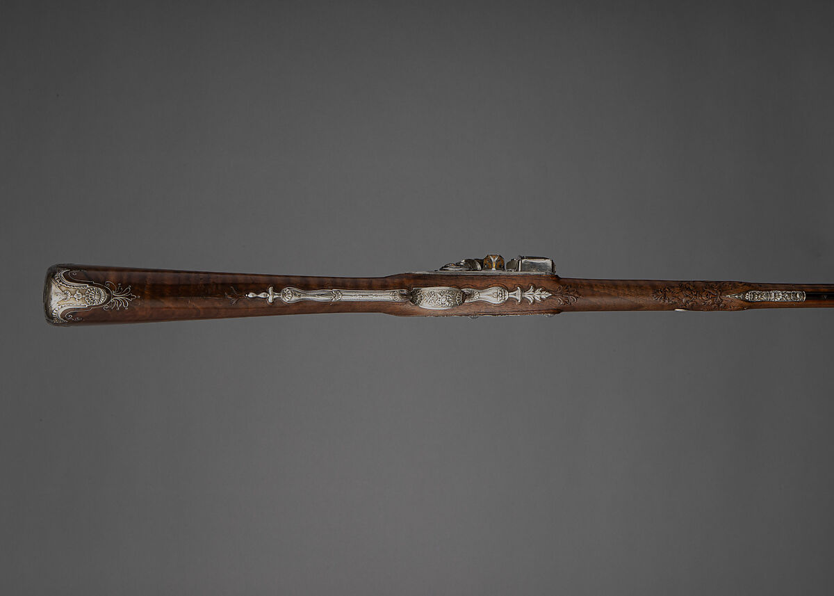 Flintlock Gun, Jean-Joseph Charrière (French, recorded between 1744 and 1756), Steel, gold, silver, walnut, French, Paris