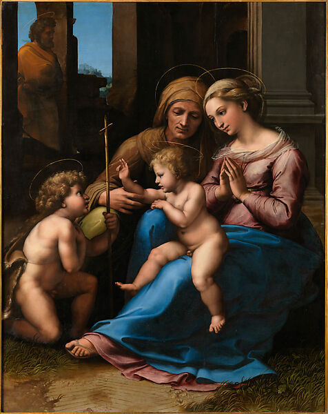 The Virgin and Child with Infant Saint John the Baptist, and Saints Elizabeth and Joseph (The Madonna del Divino Amore), Raphael (Raffaello Sanzio or Santi)  Italian, Oil on wood