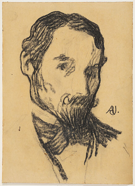Self-Portrait, Edmond-François Aman-Jean (French, Chevry-Cossigny 1858–1936 Paris), Fabricated black crayon, possibly conte crayon 