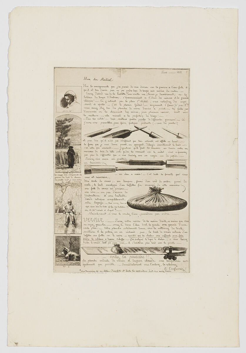 Lettre sur les éléments de la gravure à l'eau-forte (Letter on the Elements of Etching), Adolphe Martial Potémont, called Martial (French, Paris 1828–1883 Paris), Etching