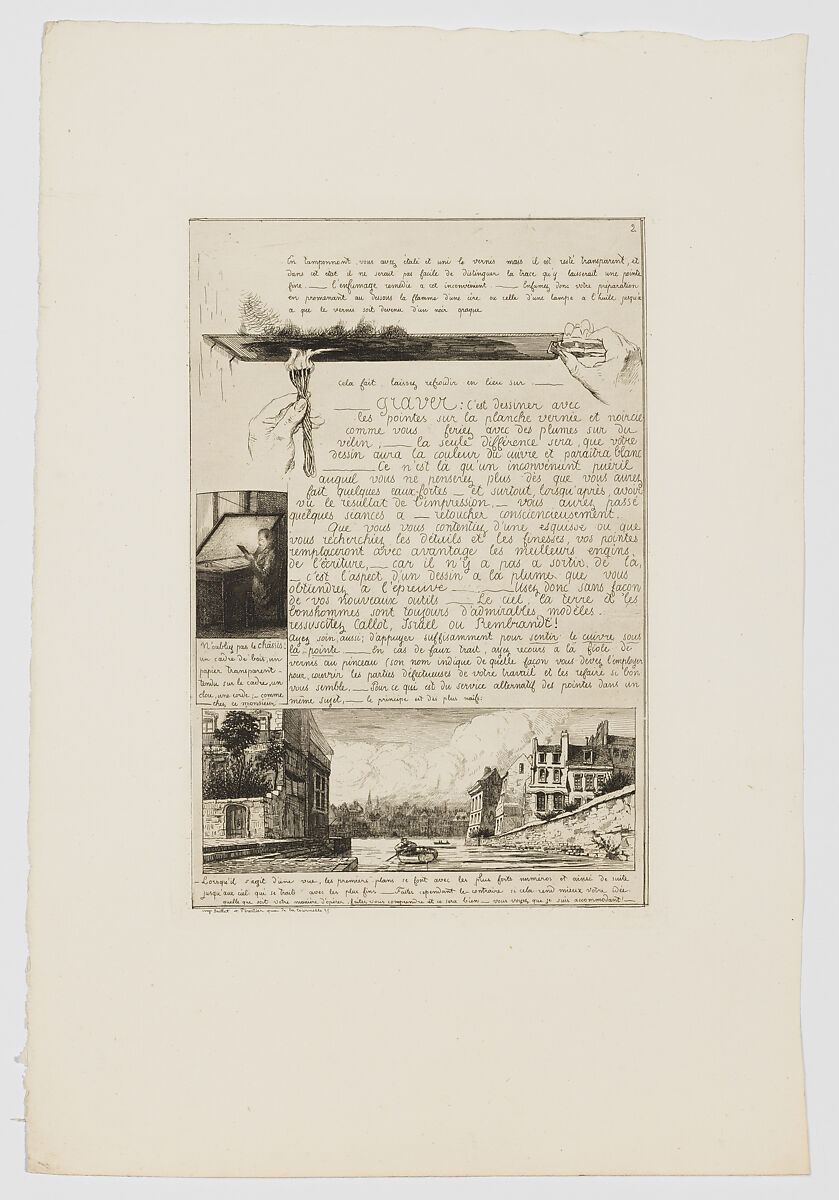 Lettre sur les éléments de la gravure à l'eau-forte (Letter on the Elements of Etching), Adolphe Martial Potémont, called Martial (French, Paris 1828–1883 Paris), Etching