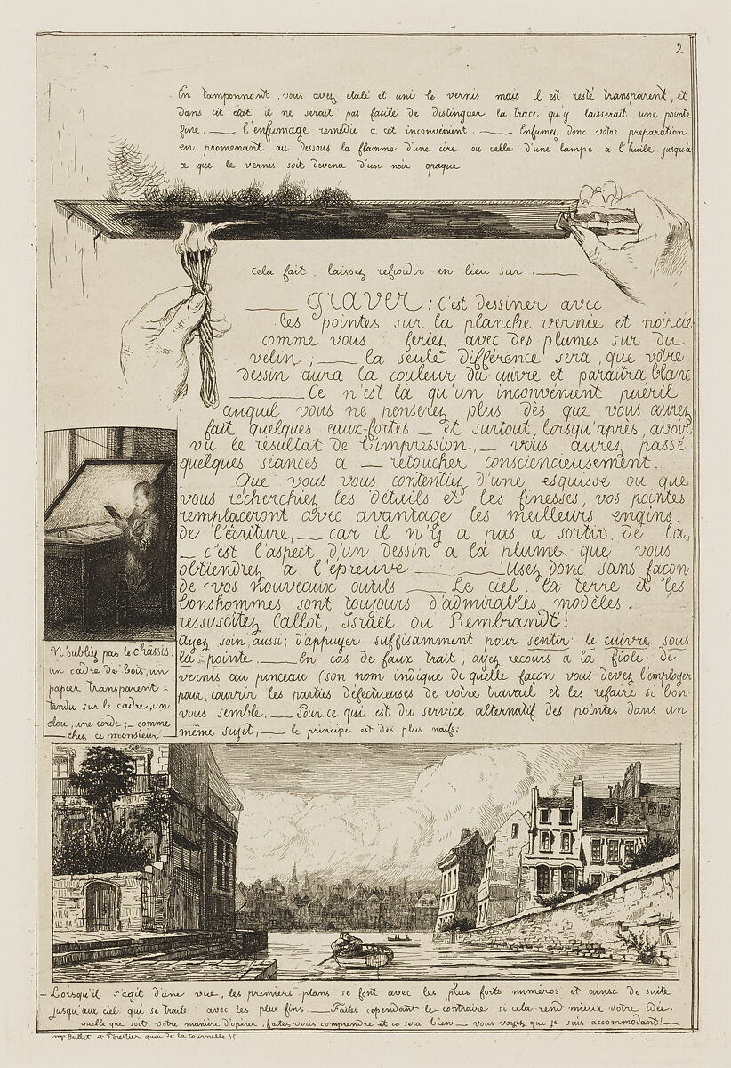 Lettre sur les éléments de la gravure à l'eau-forte (Letter on the Elements of Etching), Adolphe Martial Potémont, called Martial (French, Paris 1828–1883 Paris), Etching