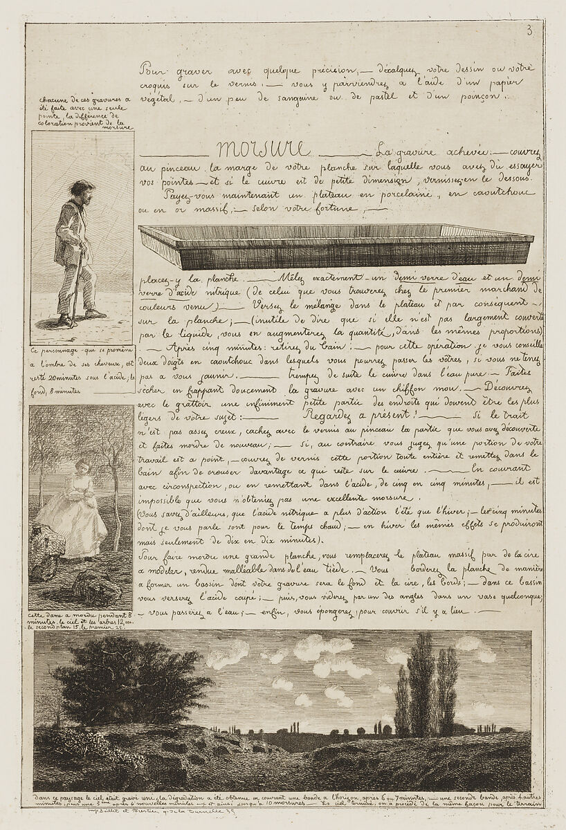 Lettre sur les éléments de la gravure à l'eau-forte (Letter on the Elements of Etching), Adolphe Martial Potémont, called Martial (French, Paris 1828–1883 Paris), Etching