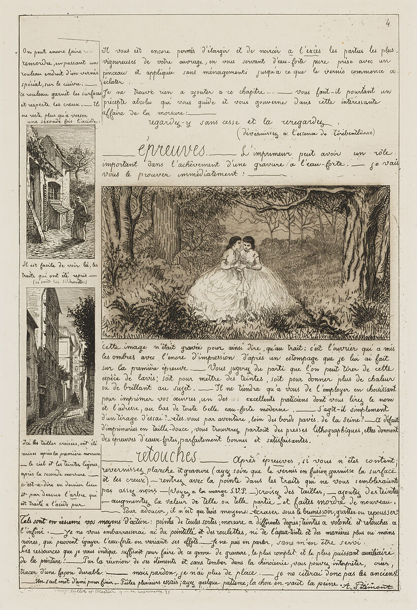 Lettre sur les éléments de la gravure à l'eau-forte (Letter on the Elements of Etching), Adolphe Martial Potémont, called Martial (French, Paris 1828–1883 Paris), Etching