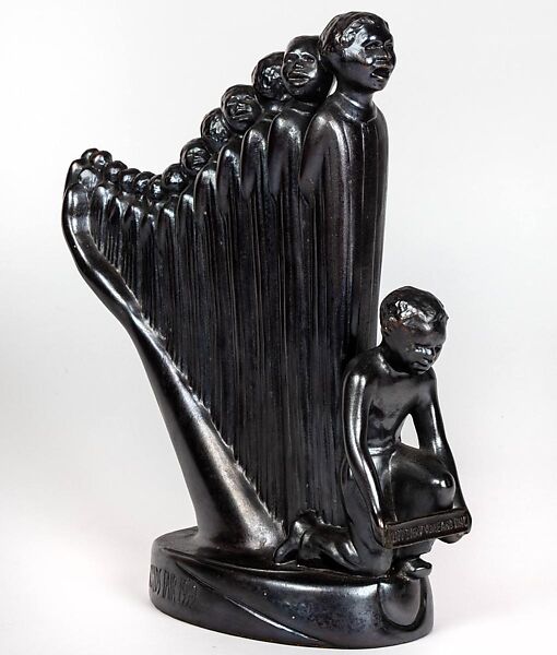 Lift Every Voice and Sing (The Harp), Augusta Savage (American, 1892–1962), White metal cast with a black patina 